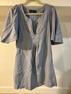 Pomander Place Linen blend Pale Blue Pleated Tunic